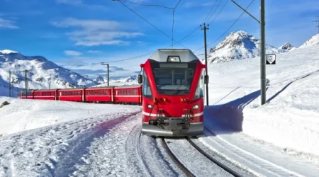 Train in the snow
