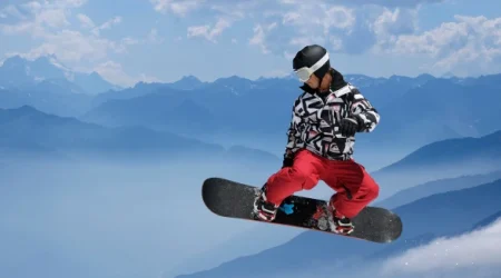 Snowboarder taking a jump