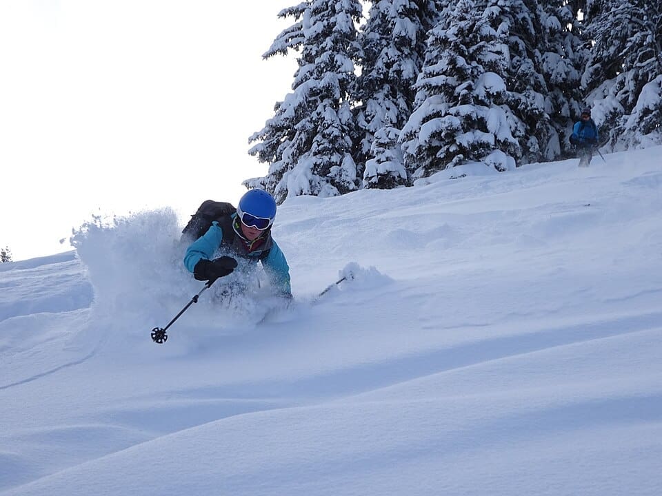Powder skiing in the Alps