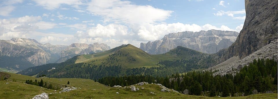 The Dolomites in Val Gardena from Mont de Sëura
