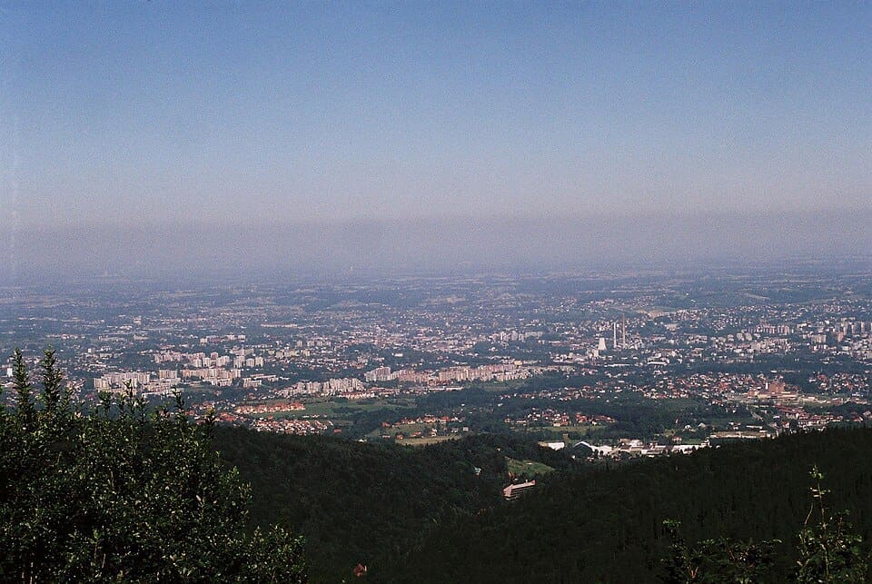 View of Bielsko-Biała from Szyndzielnia mountain
